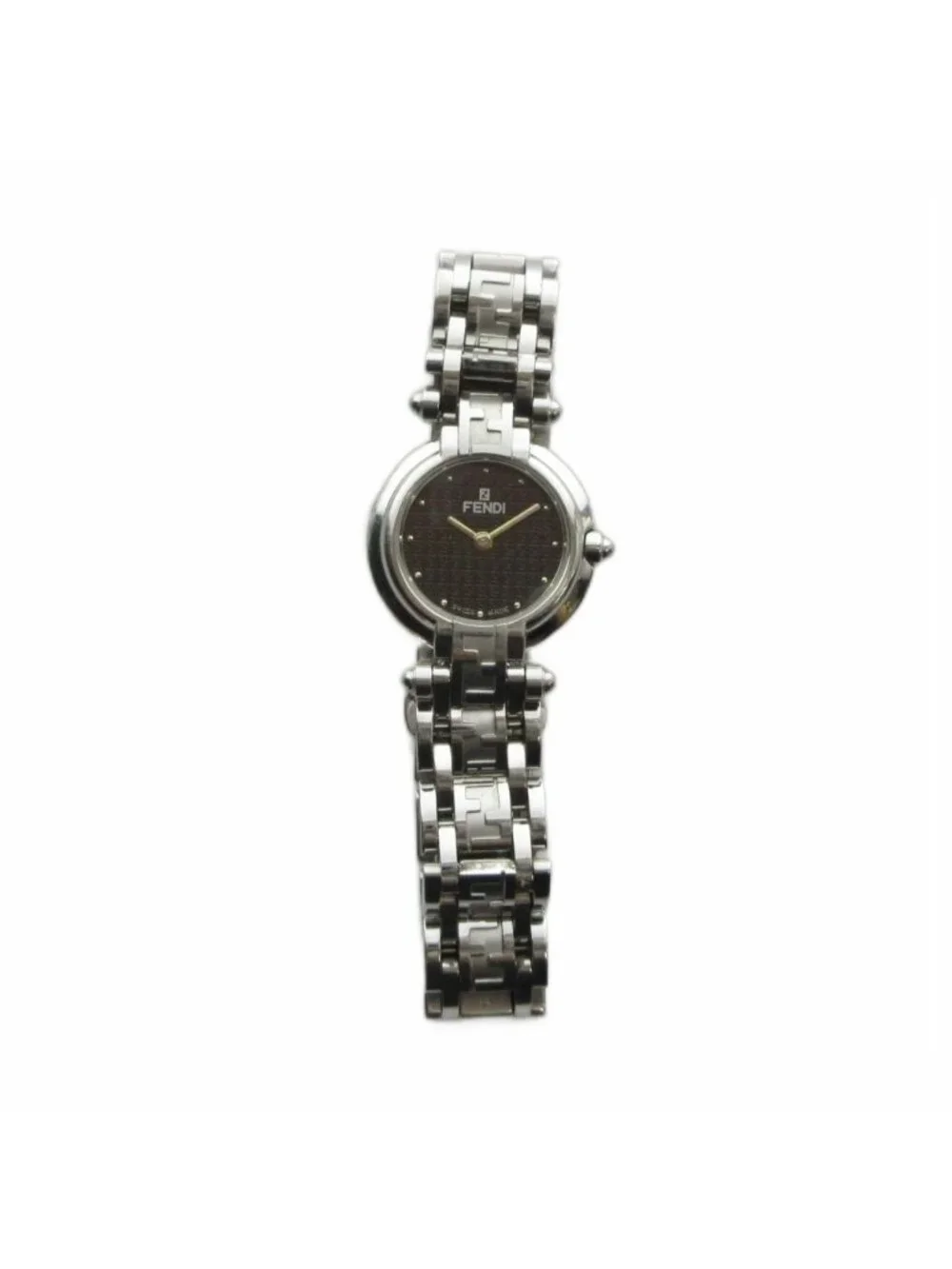 Fendi Watch Quartz Black Dial Logo Silver